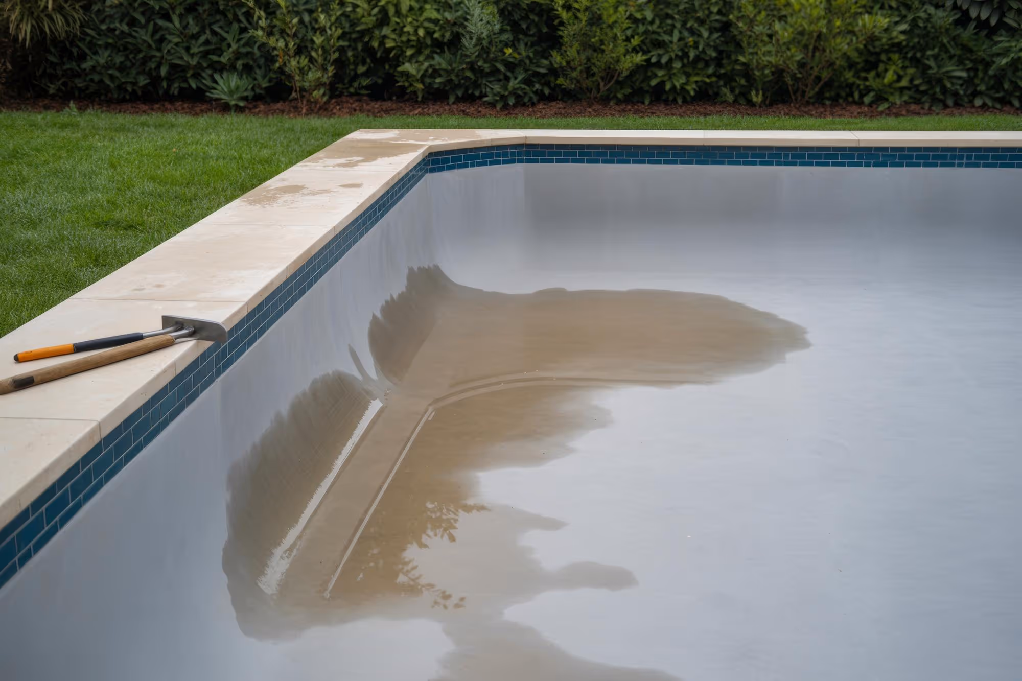 Gros œuvre d’une piscine : radier et murs du bassin béton sur un chantier près de Clermont-Ferrand